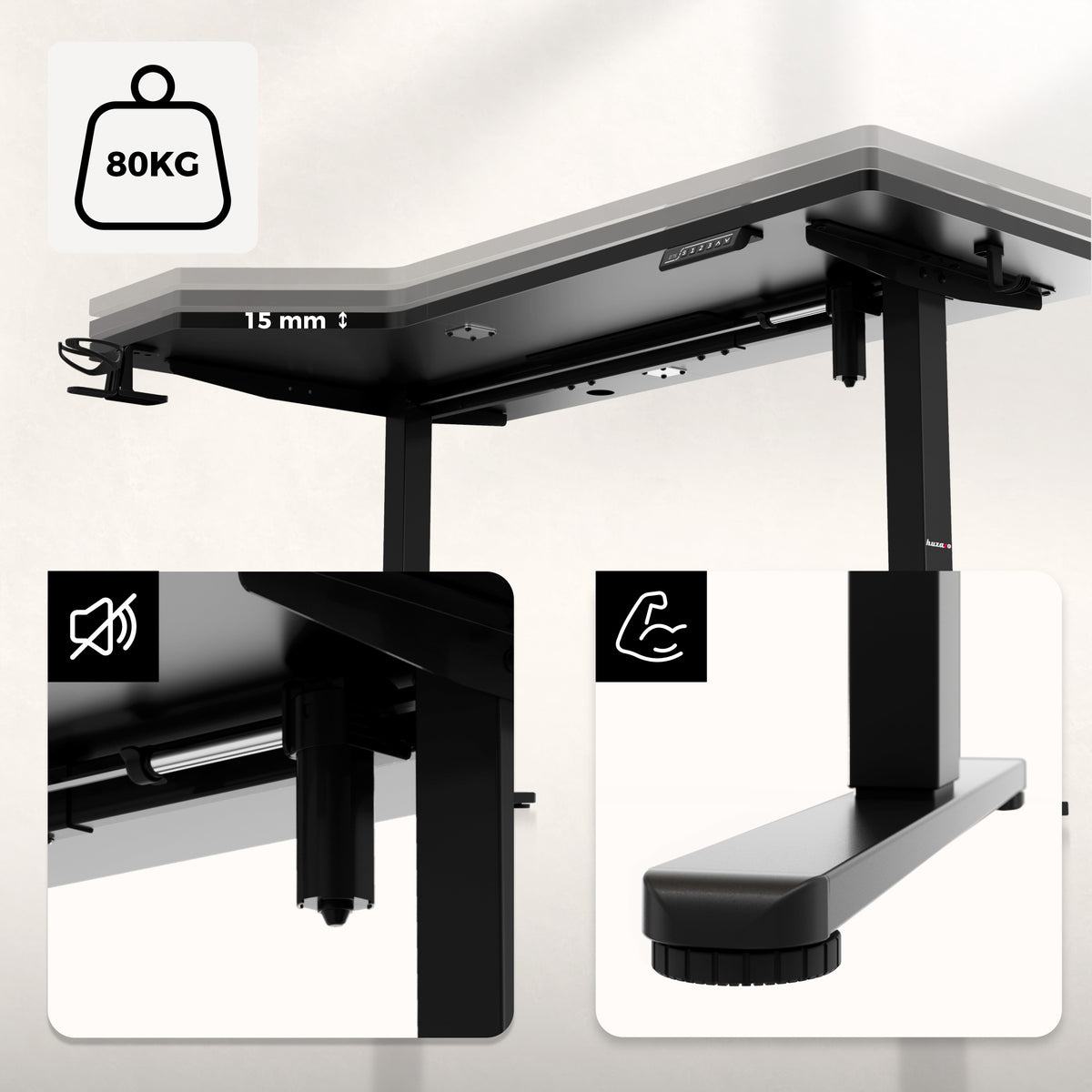 An electric desk with a reliable motor