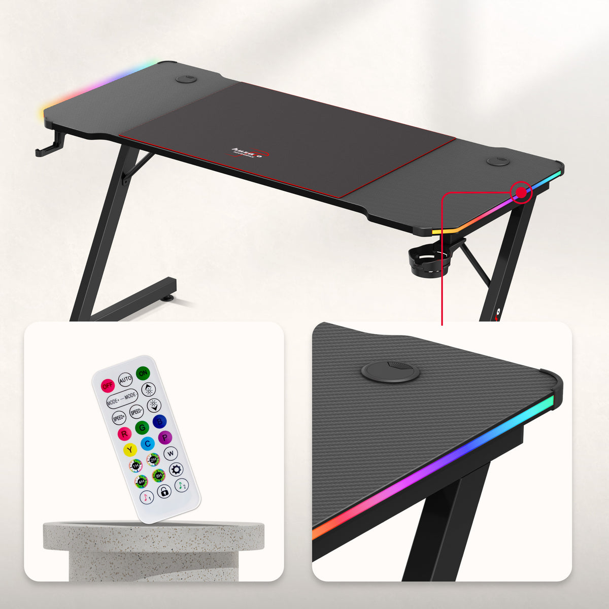 Huzaro Hero 3.3 RGB 140 cm Gaming Desk