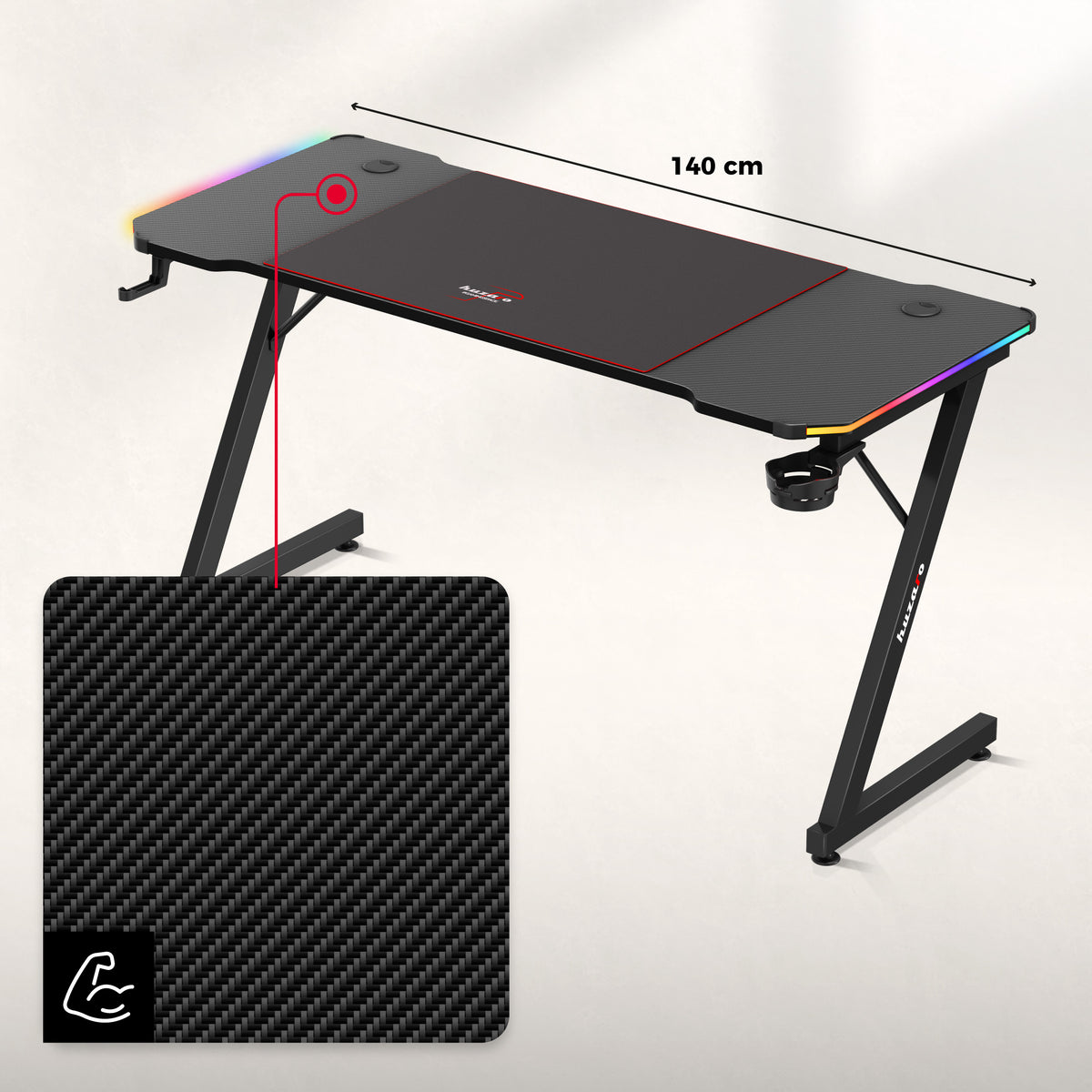 Huzaro Hero 3.3 RGB 140 cm Gaming Desk