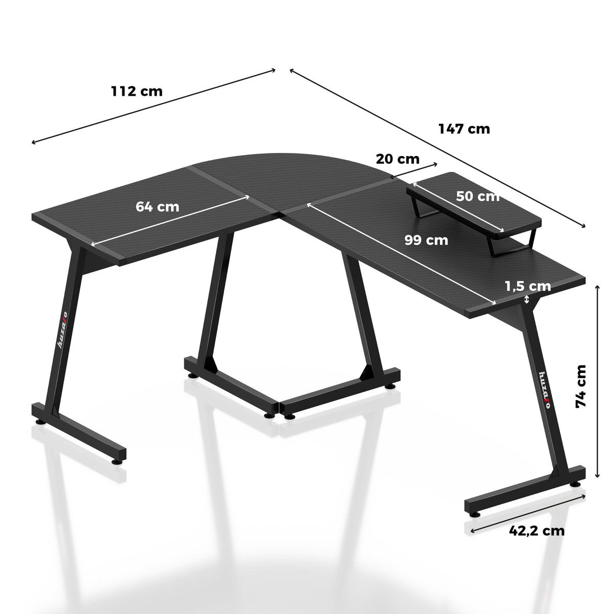 Huzaro Hero 6.0 Black 147 cm Gaming Desk