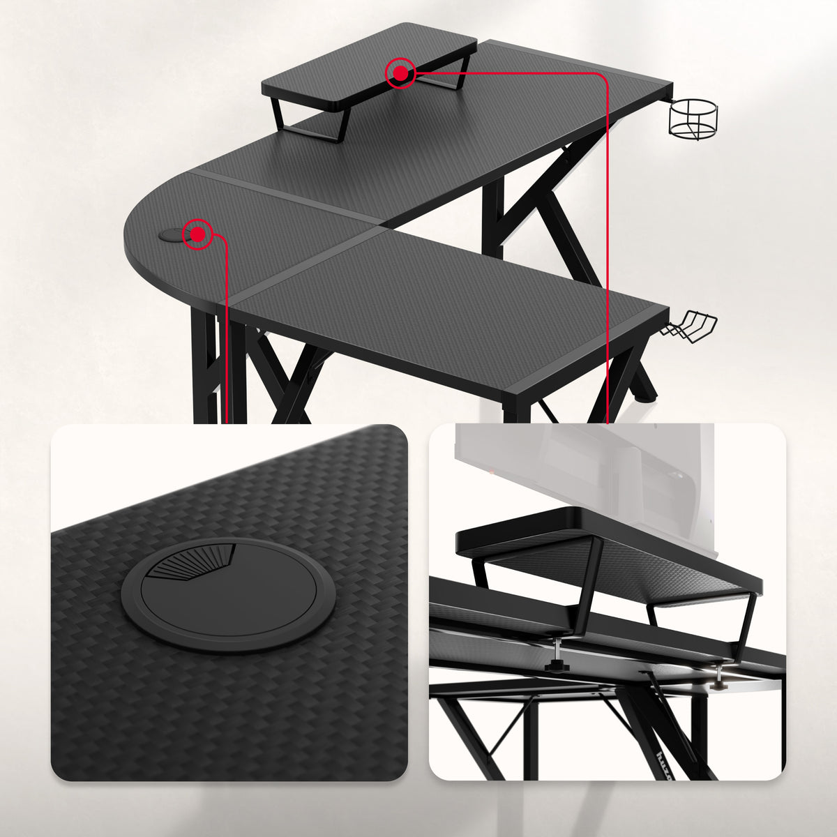 Huzaro Hero 6.3 Black 154 cm Gaming Desk