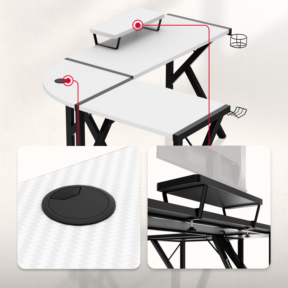 Huzaro Hero 6.3 White 154 cm Gaming Desk