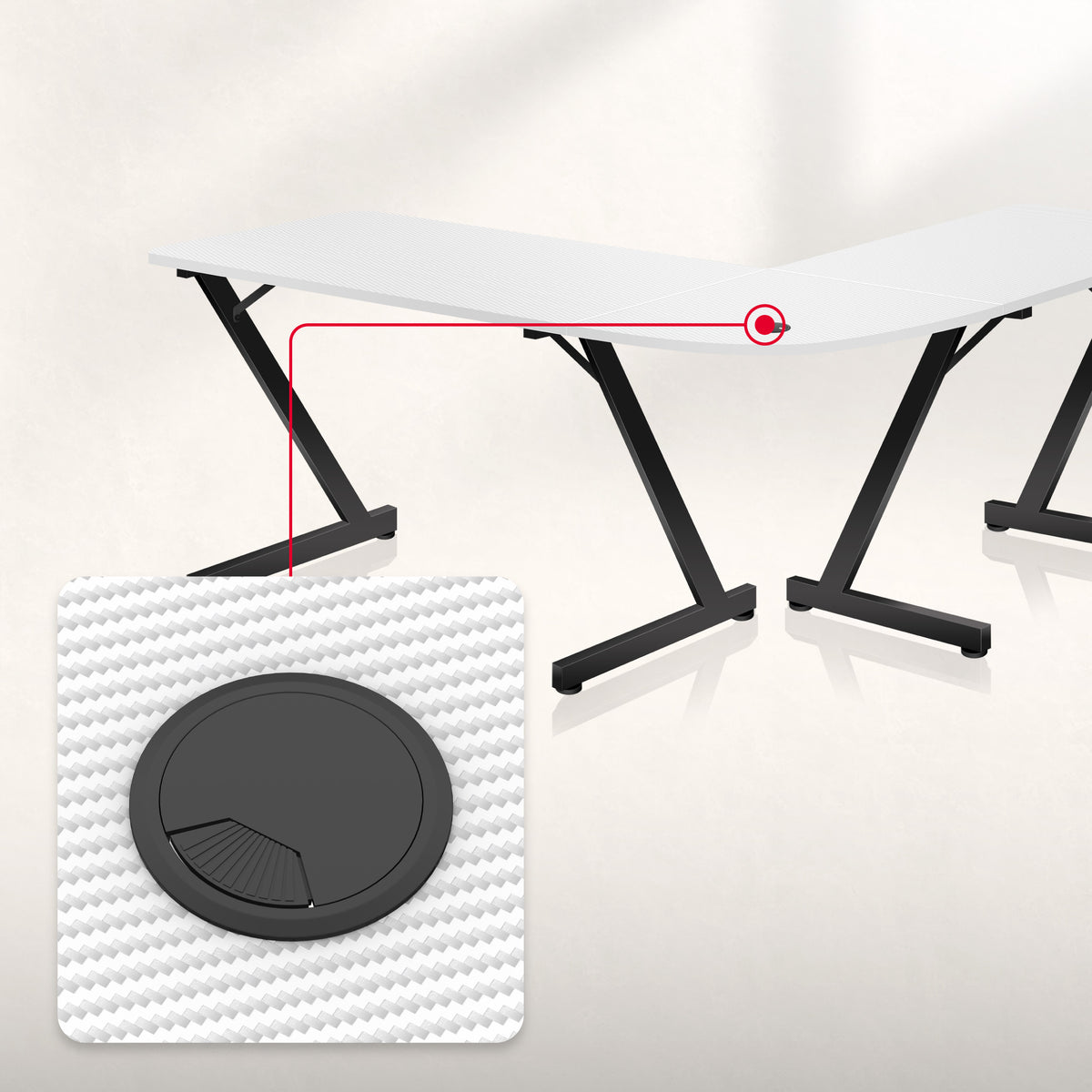 Huzaro Hero 7.0 White 154 cm Gaming Desk