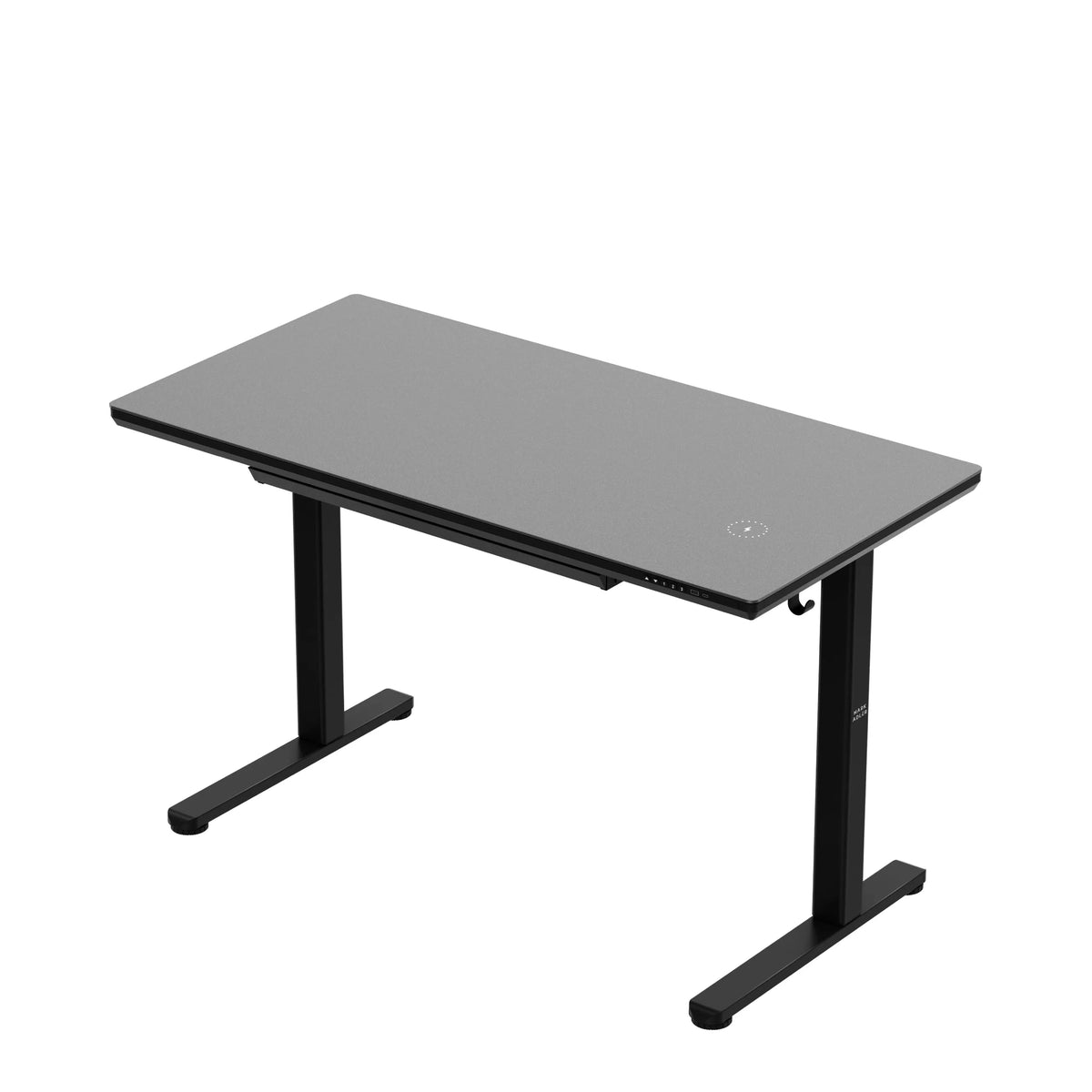 Mark Adler Leader 8.5 Black electric desk with a glass top