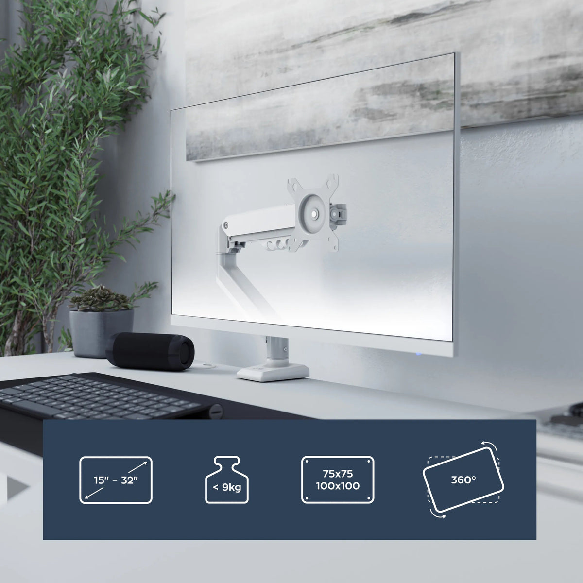 Desk-mounted monitor arm – for flat and curved monitors