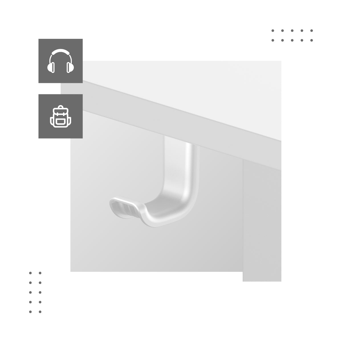 Handy hooks for your bag, rucksack and headphones