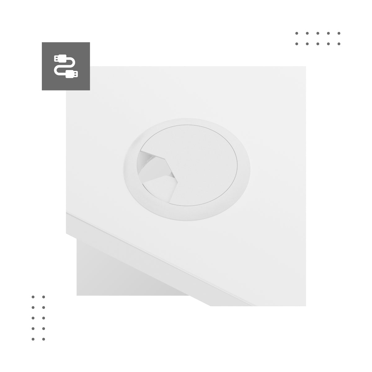 Cable entry points on both sides of the worktop
