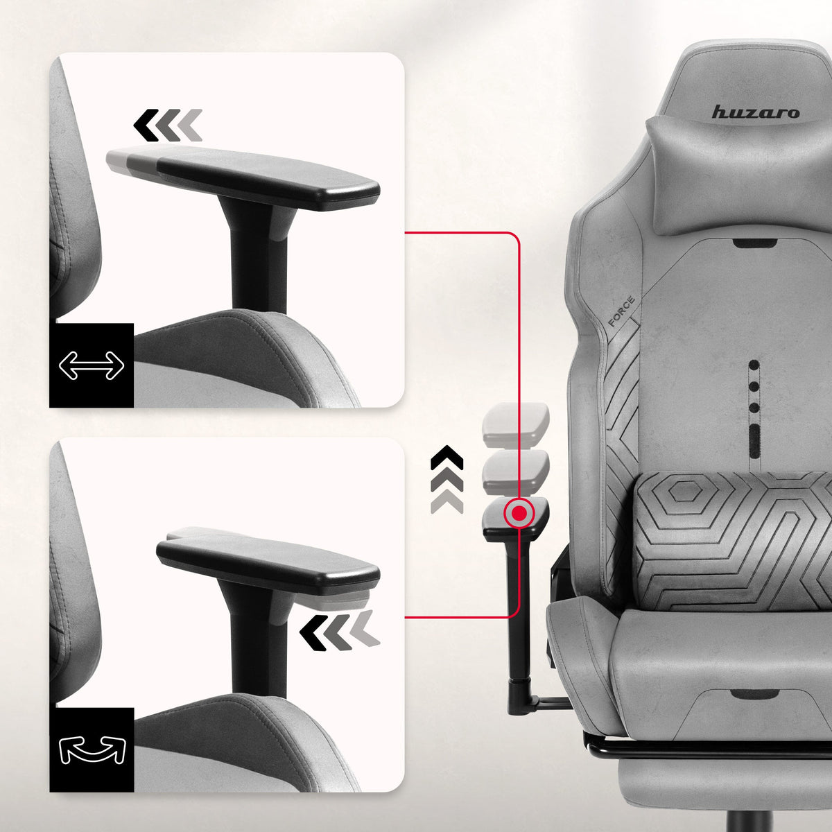 Height-adjustable 3D armrests