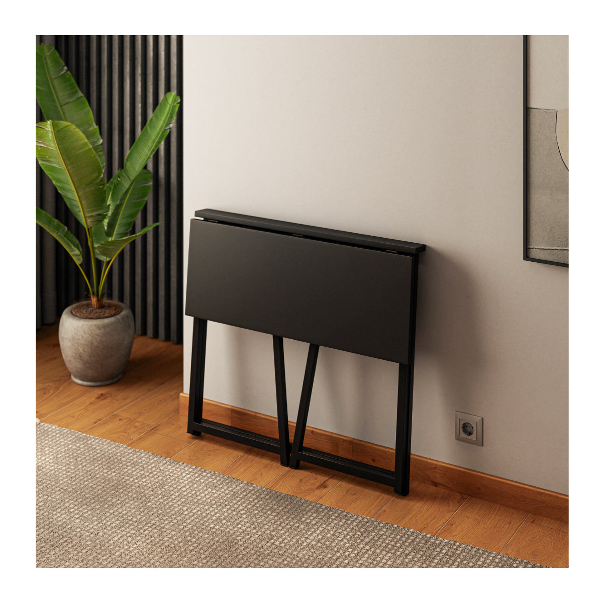 A desk that folds away in a matter of moments