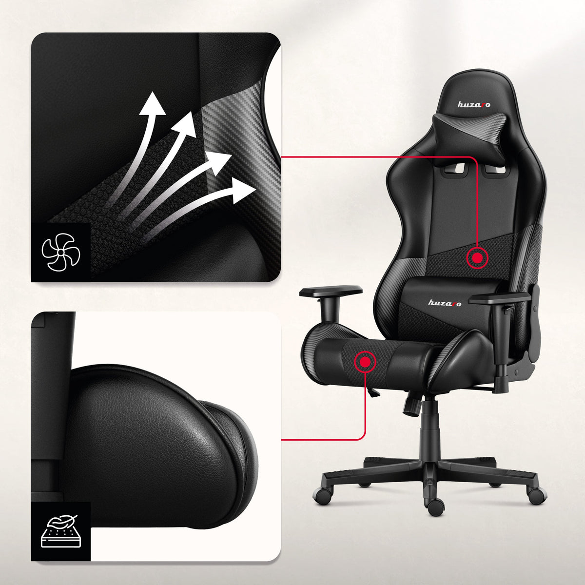 Fabric gaming chairs featuring AIR technology.
