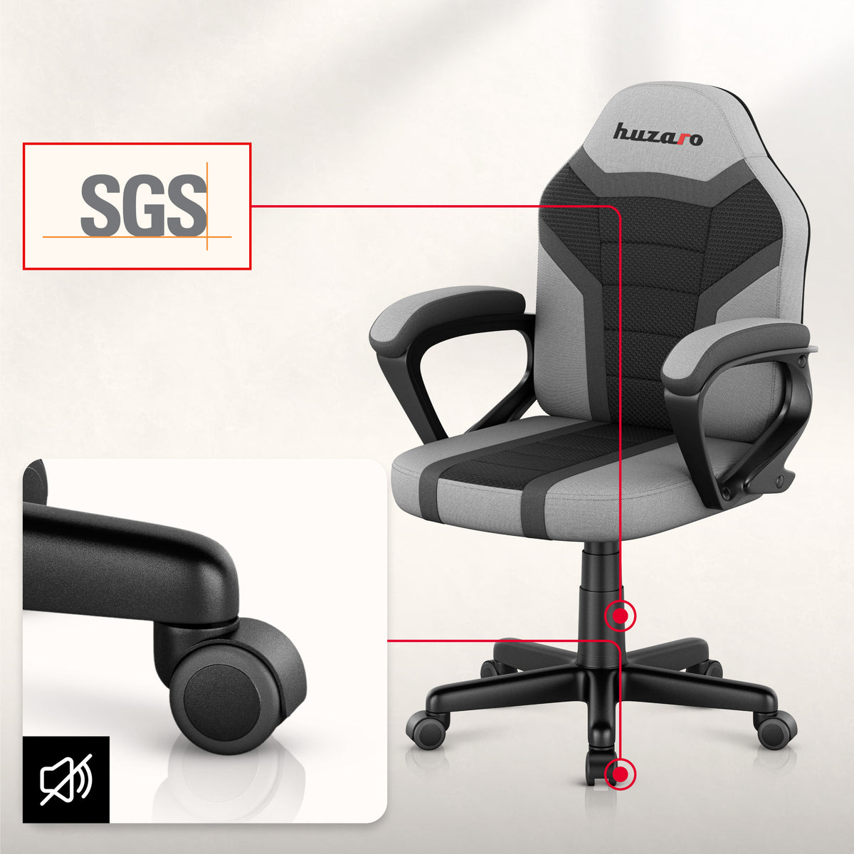 HUZARO RANGER 1.0 Grey Mesh Children’s Gaming Chair