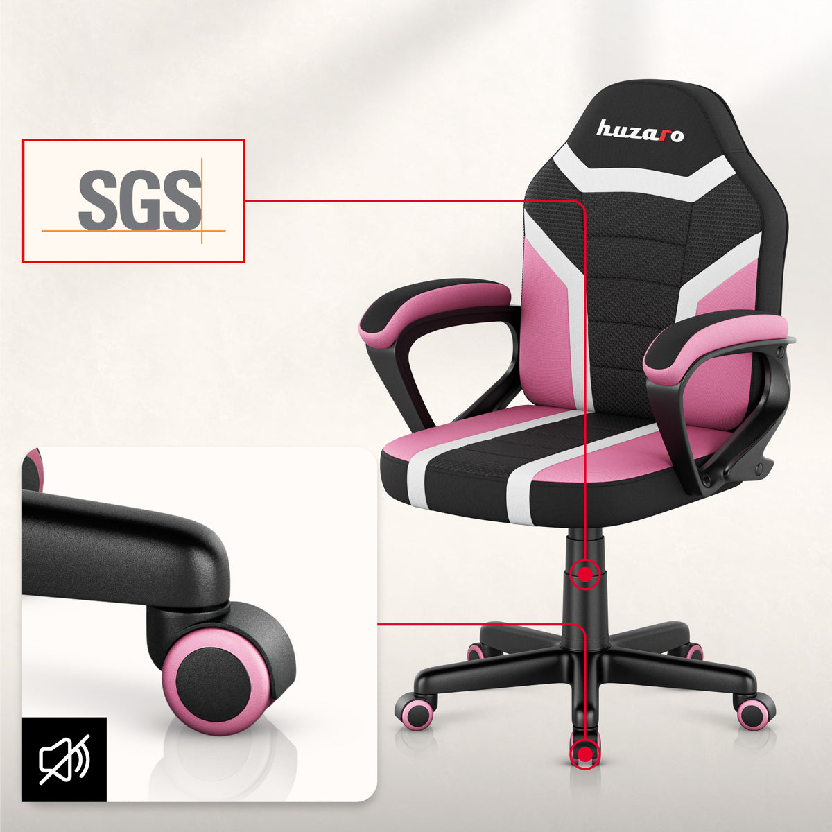 HUZARO RANGER 1.0 Pink Mesh Children's Gaming Chair