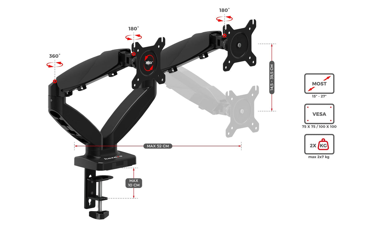 Huzaro Motion 2.2 swivel mount for two monitors